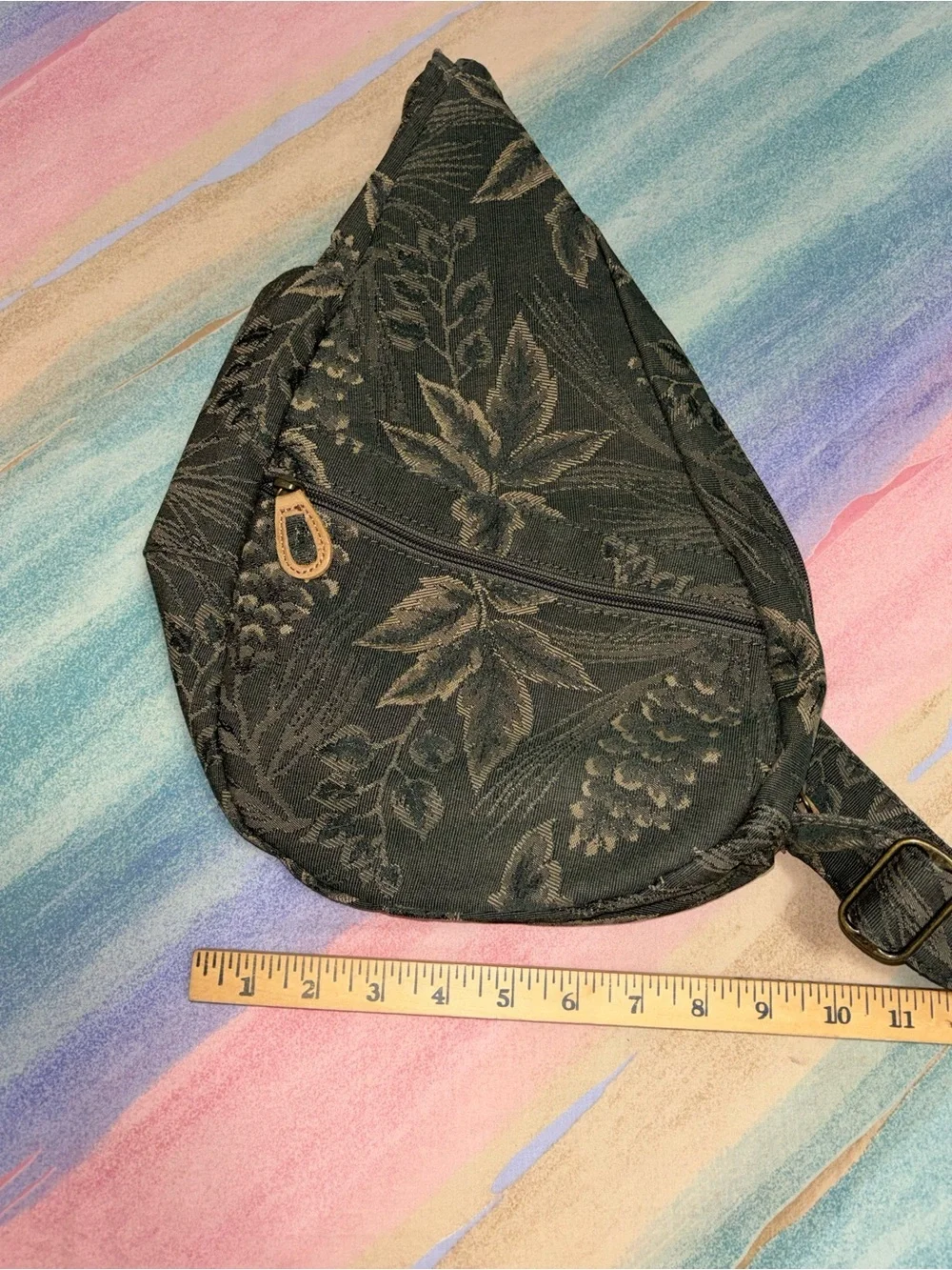 AmeriBag Embroidered colors black with olive gold and tan floral patterns